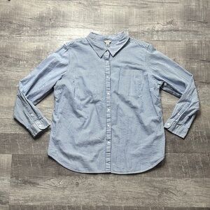 LL Bean Blue Striped Button Down Shirt